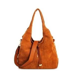 Moda Lux "Cognac" Genuine Suede Hobo